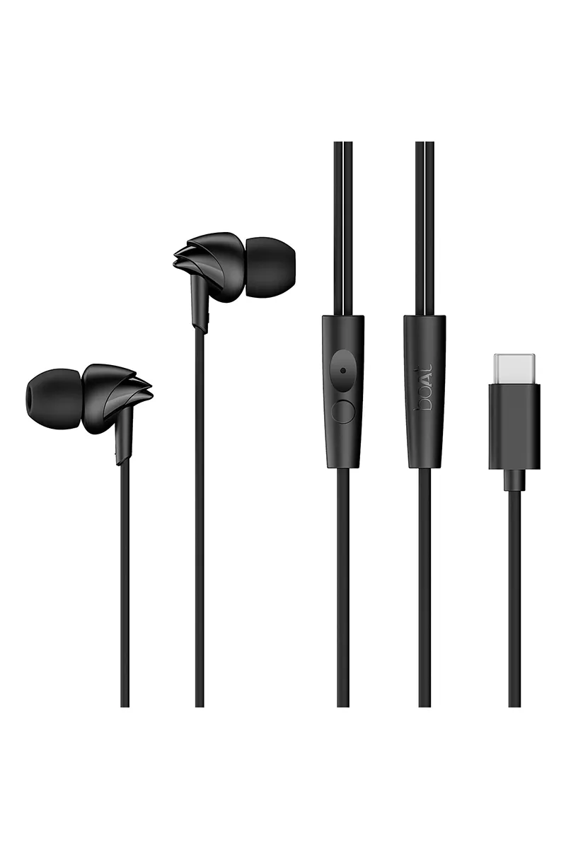 boAt BassHeads 300C Type-C In Ear Wired Earphone with Signature Sound, Voice Assistant (Active Black)