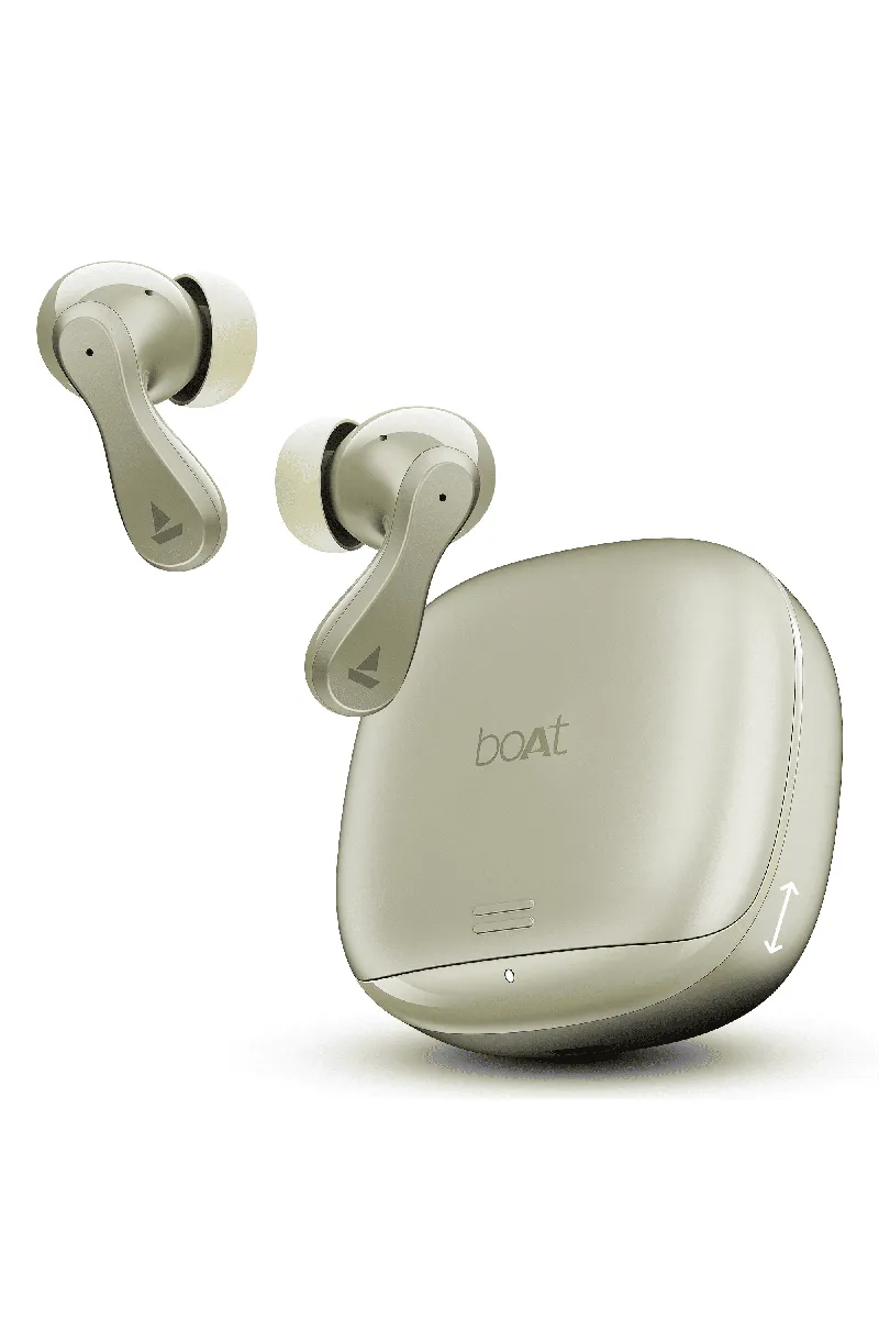 boAt Airdopes 313 In Ear TWS Earbuds with 75 Hrs Playback, Quad Mics ENx, Beast Mode, IWP Tech (Gold Mist)