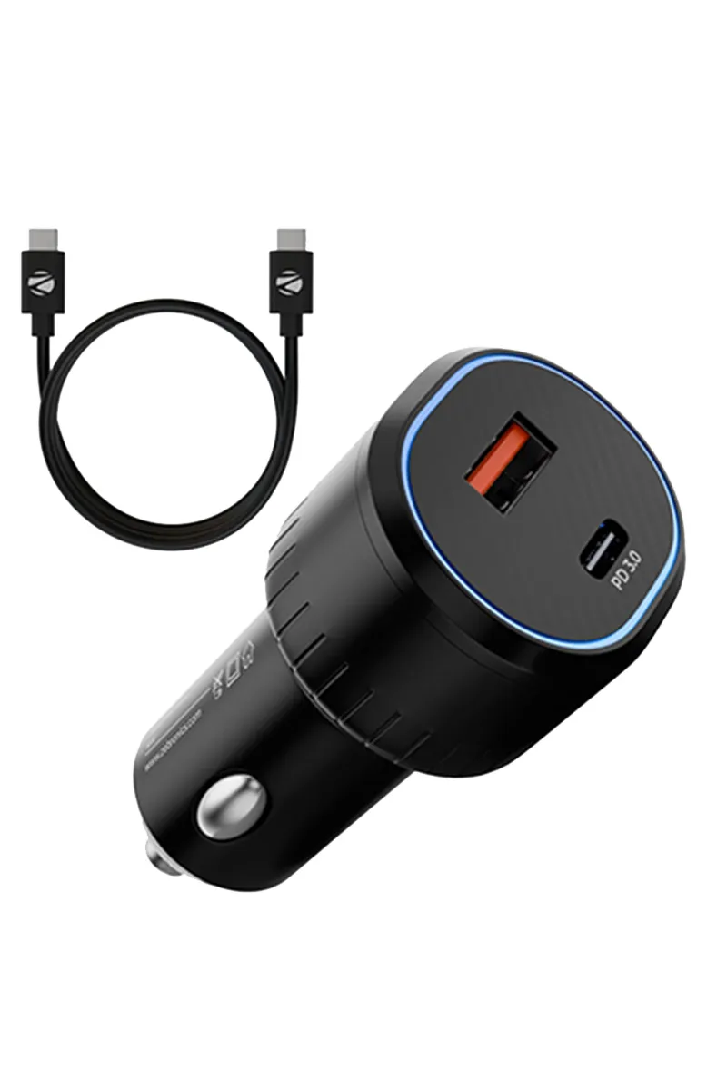 Zebronics CC52 52 W Dual Output Car Charger with Rapid Charging, PBS Tech, Short Circuit Protection (Black)