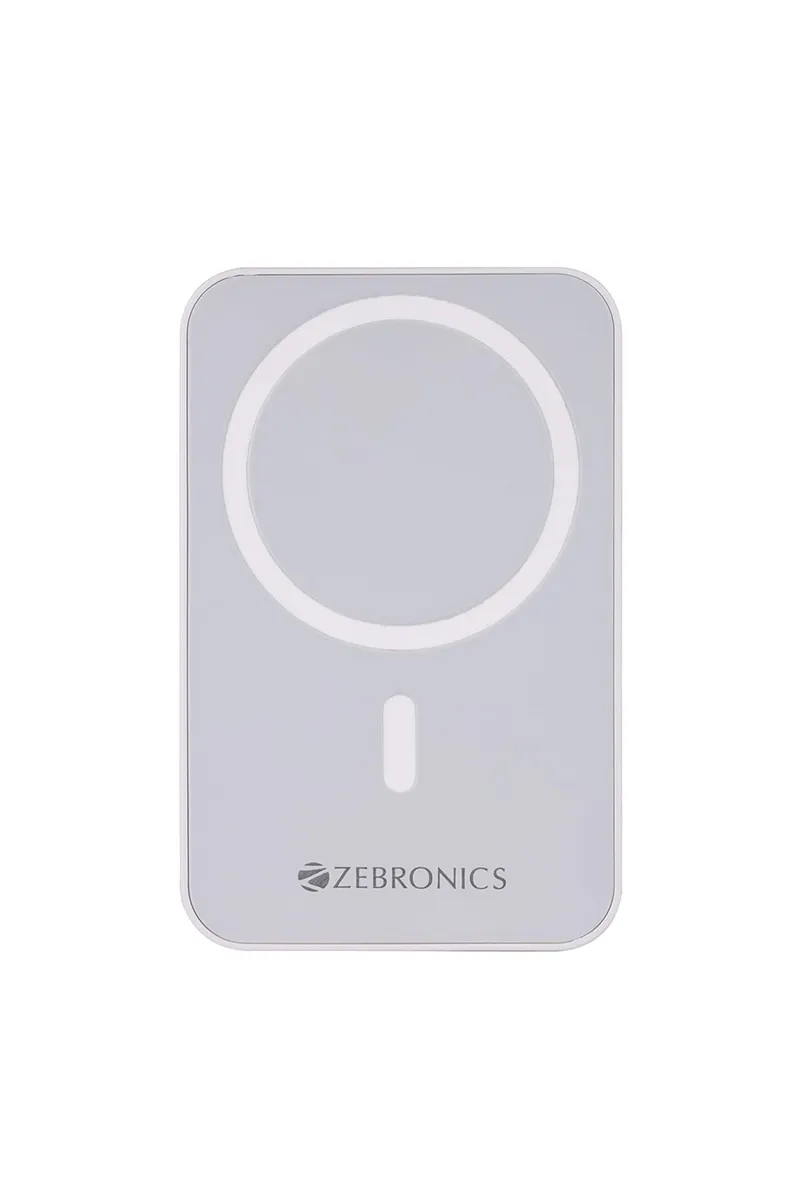 Zebronics MW63 10000mAh 20W and 15W Power Bank with Rapid Charging, Wireless Charging Pad (White & Grey)