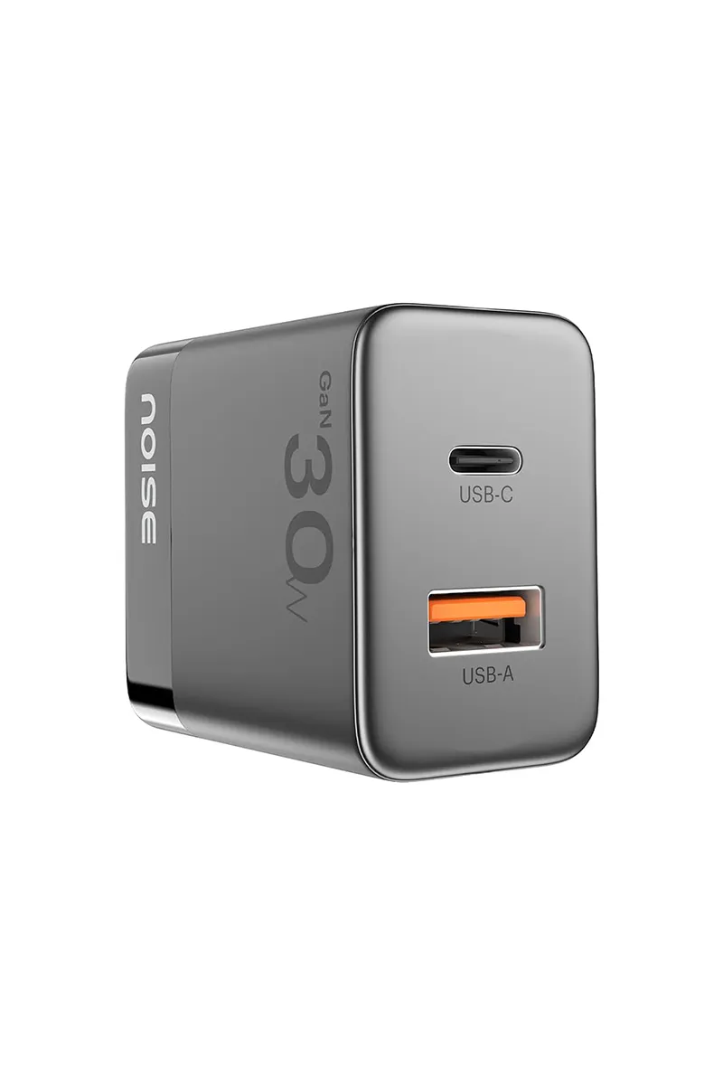 Noise 30 W GaN USB A and USB C Double Port Charger Adapter (Black)