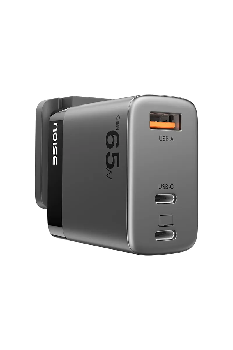 Noise 65 W GaN 2 USB C and 1 USB A Triple Port Charger Adapter (Black)