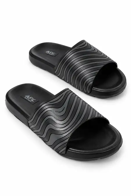 Slip-On Slides with Textured Wide Strap