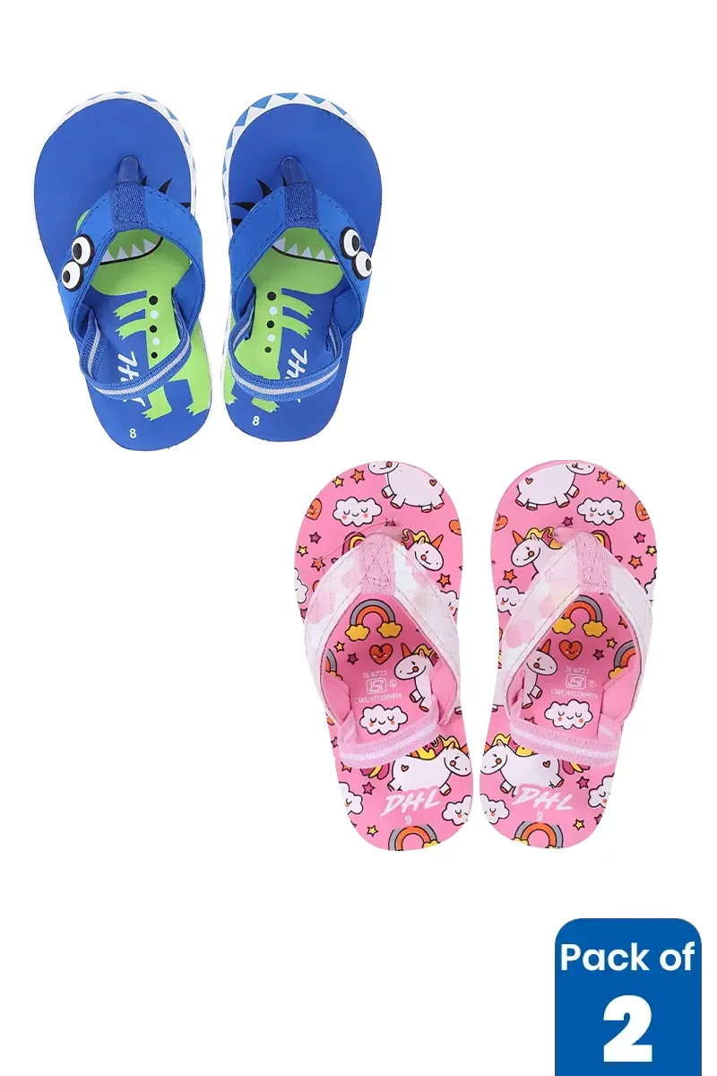 Kid's Casual Flip Flops Combo - Pack of 2