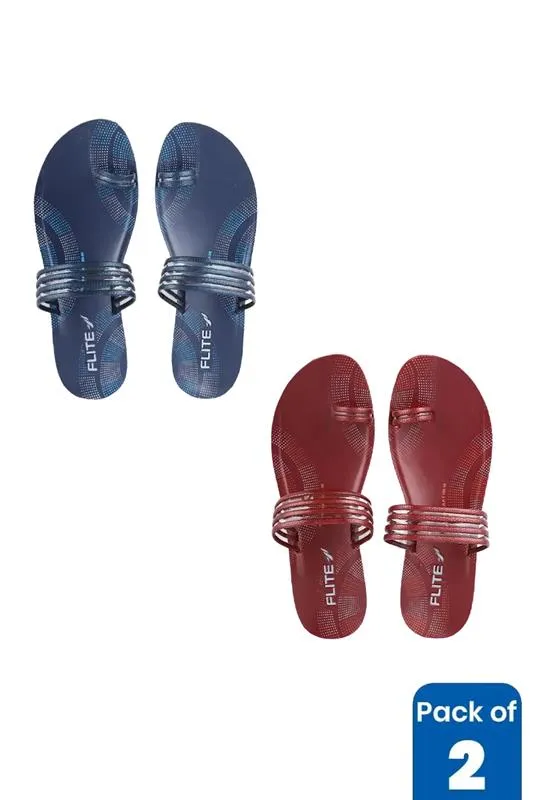Ring Toe Ethnic Slippers Combo for Wome - Pack of 2 FWCOMBO050MUL6