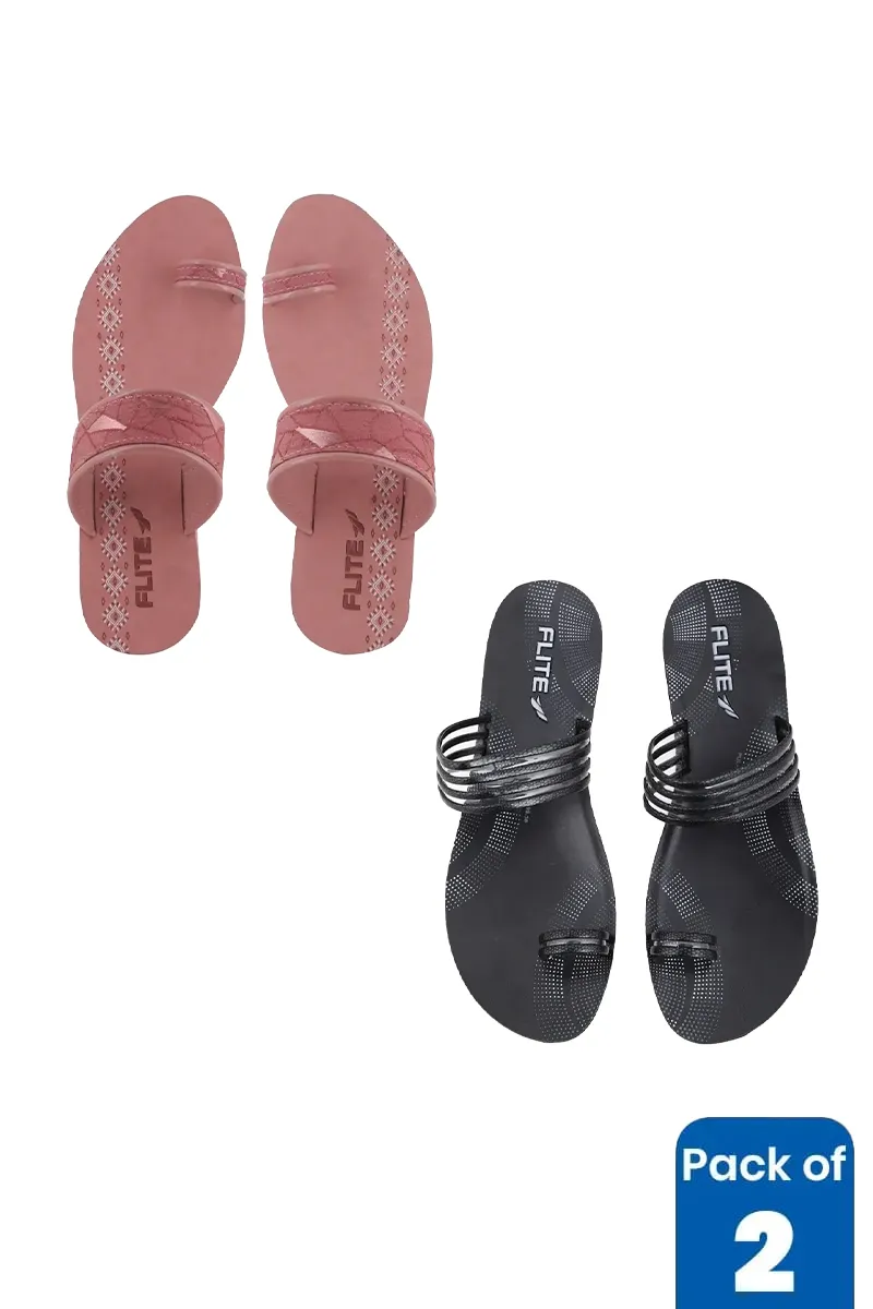 Stylish Casual Flat Slippers Combo for Women - Pack of 2