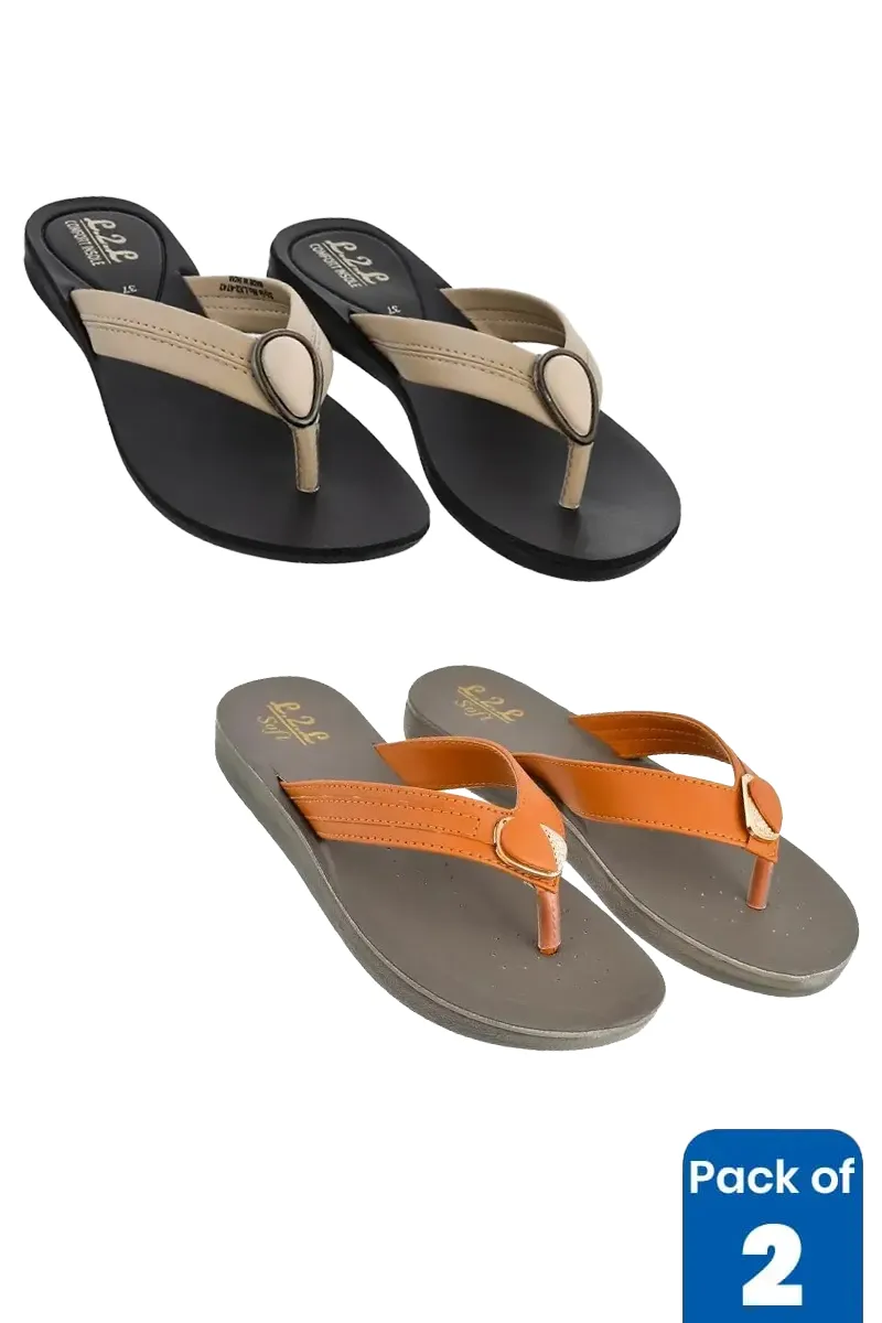 Casual Slip-On Slippers Combo for Women - Pack of 2
