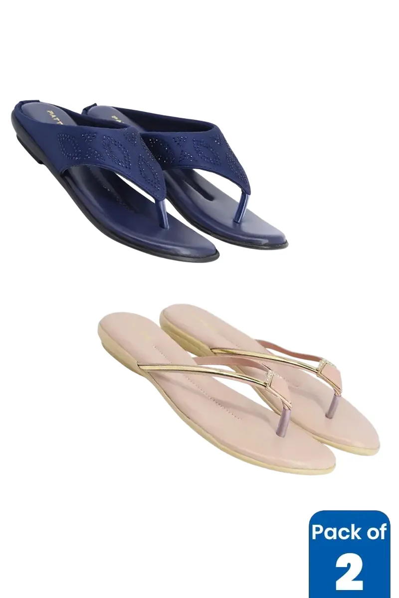 Stylish Thong Slippers Combo for Women - Pack of 2 FWCOMBO060MUL41