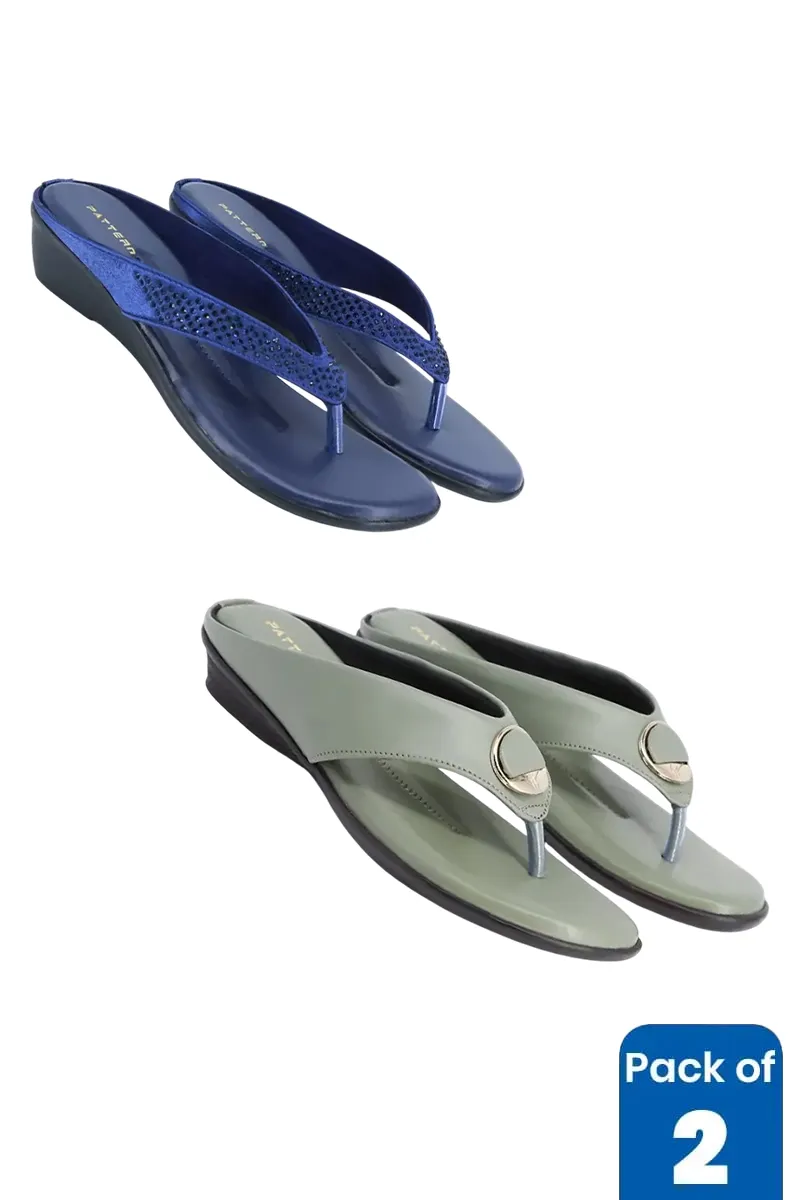 Casual Wedge Slippers Combo for Women - Pack of 2