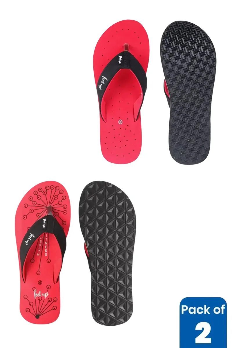 Women's Printed Thong-Strap Flip Flops - Pack of 2