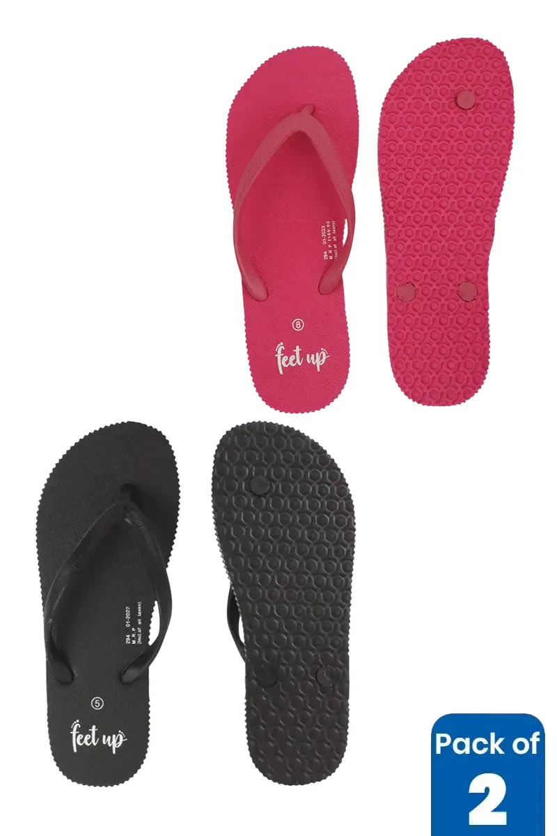 Women's Solid Casual Flip-Flops - Pack of 2