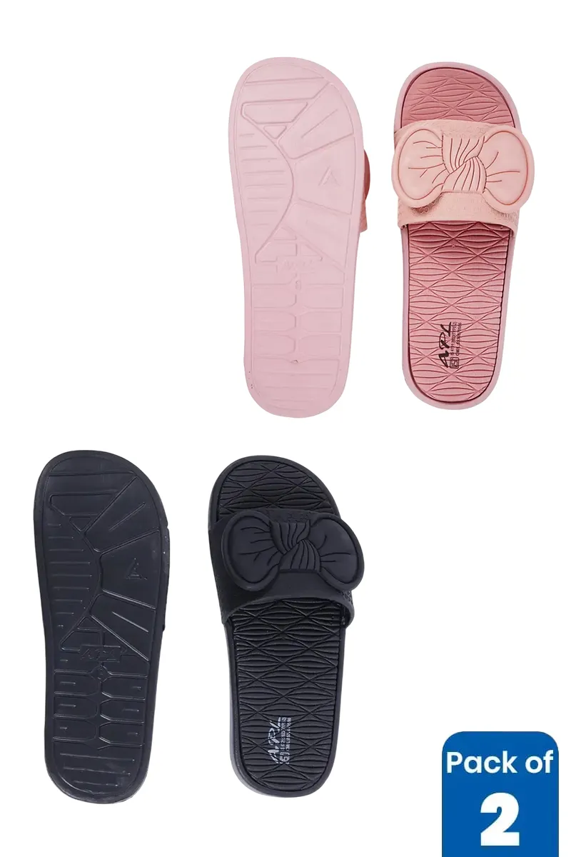 Cute Bow Slip-On Slides for Girls & Women - Pack of 2