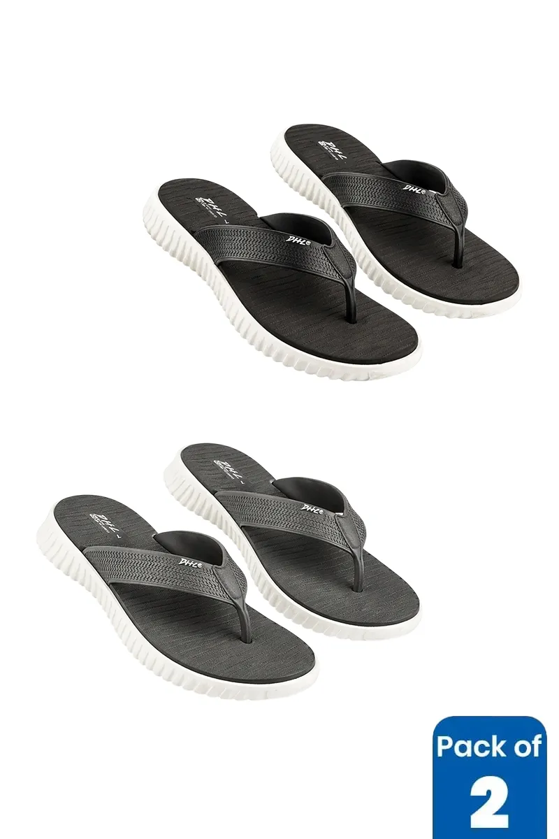 Lightweight Comfort Grip Flip Flops for Men - Pack of 2