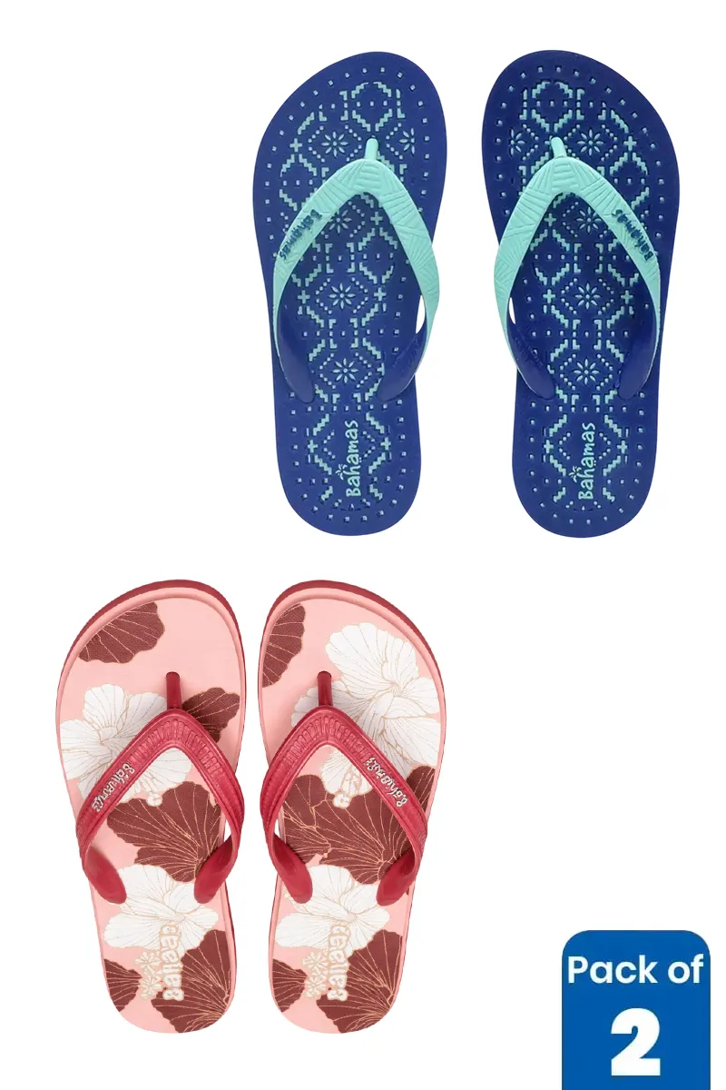 Women's Printed Casual Flip Flops - Pack of 2