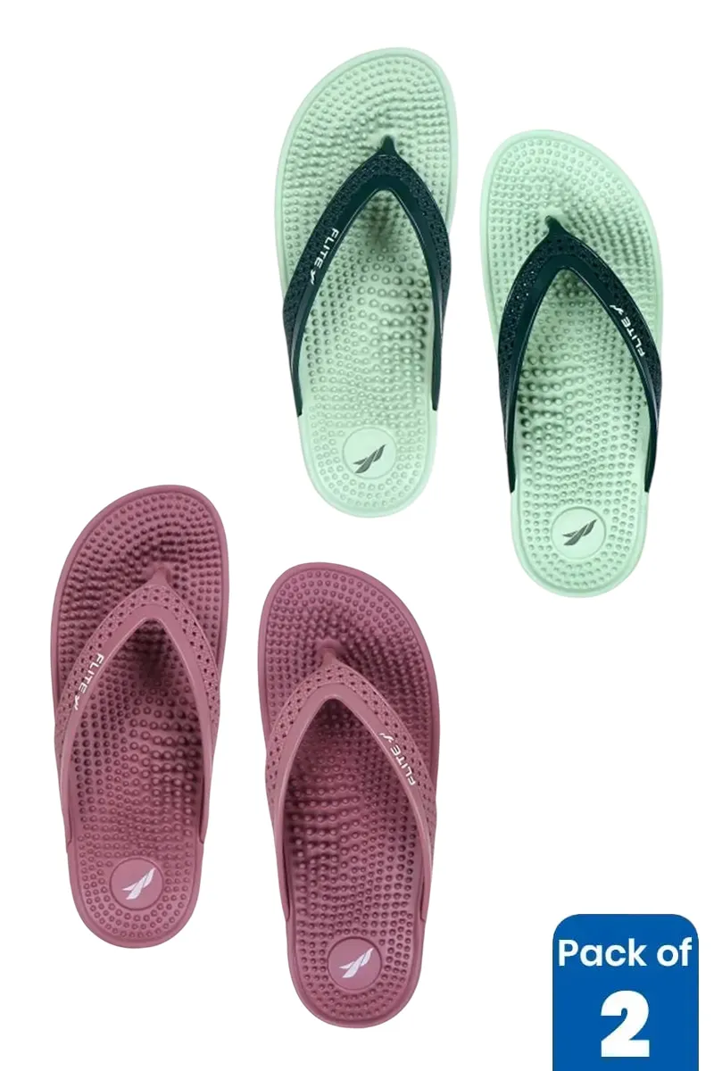 Women's Acupressure Comfort Flip Flops - Pack of 2