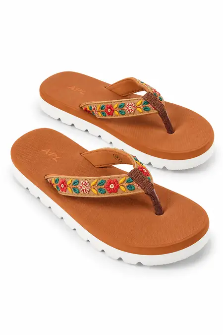 Embroidred Strap Slip-On Flip Flops for Women