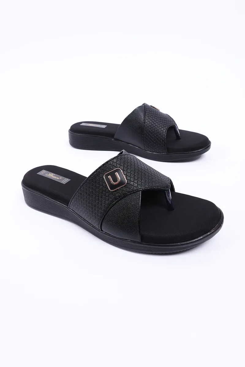 Slip-On Wedge Slippers for Women FWS000003BLK40