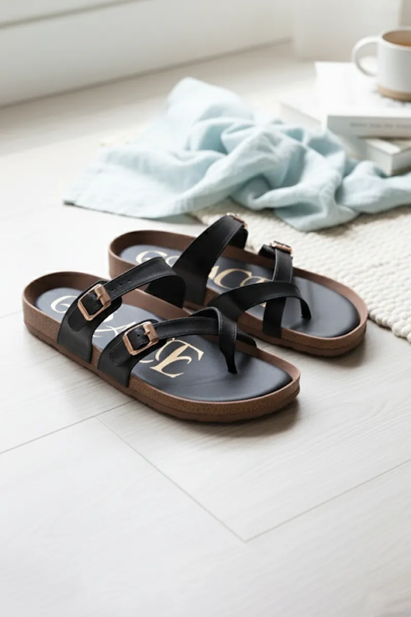 Comfort Sandals with Adjustable Straps for Women FWS000004BLK36