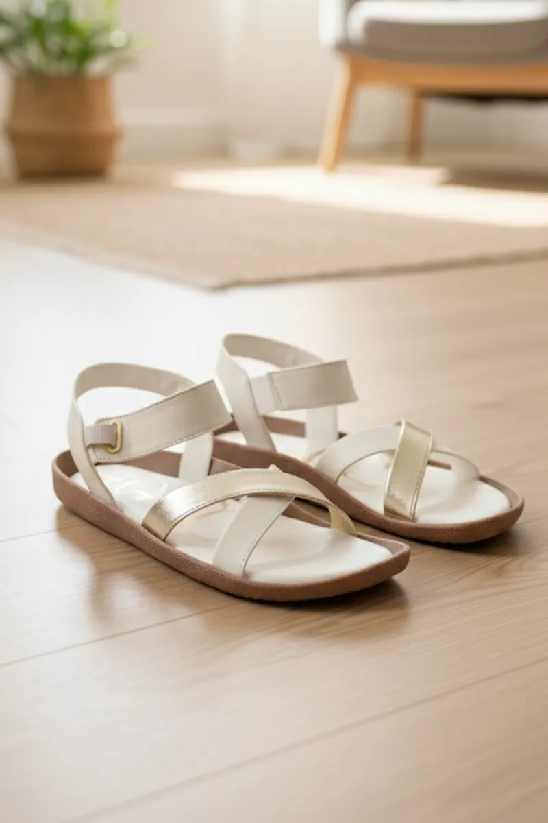 Cross Strap Flat Sandals for Women FWS000006WHI36
