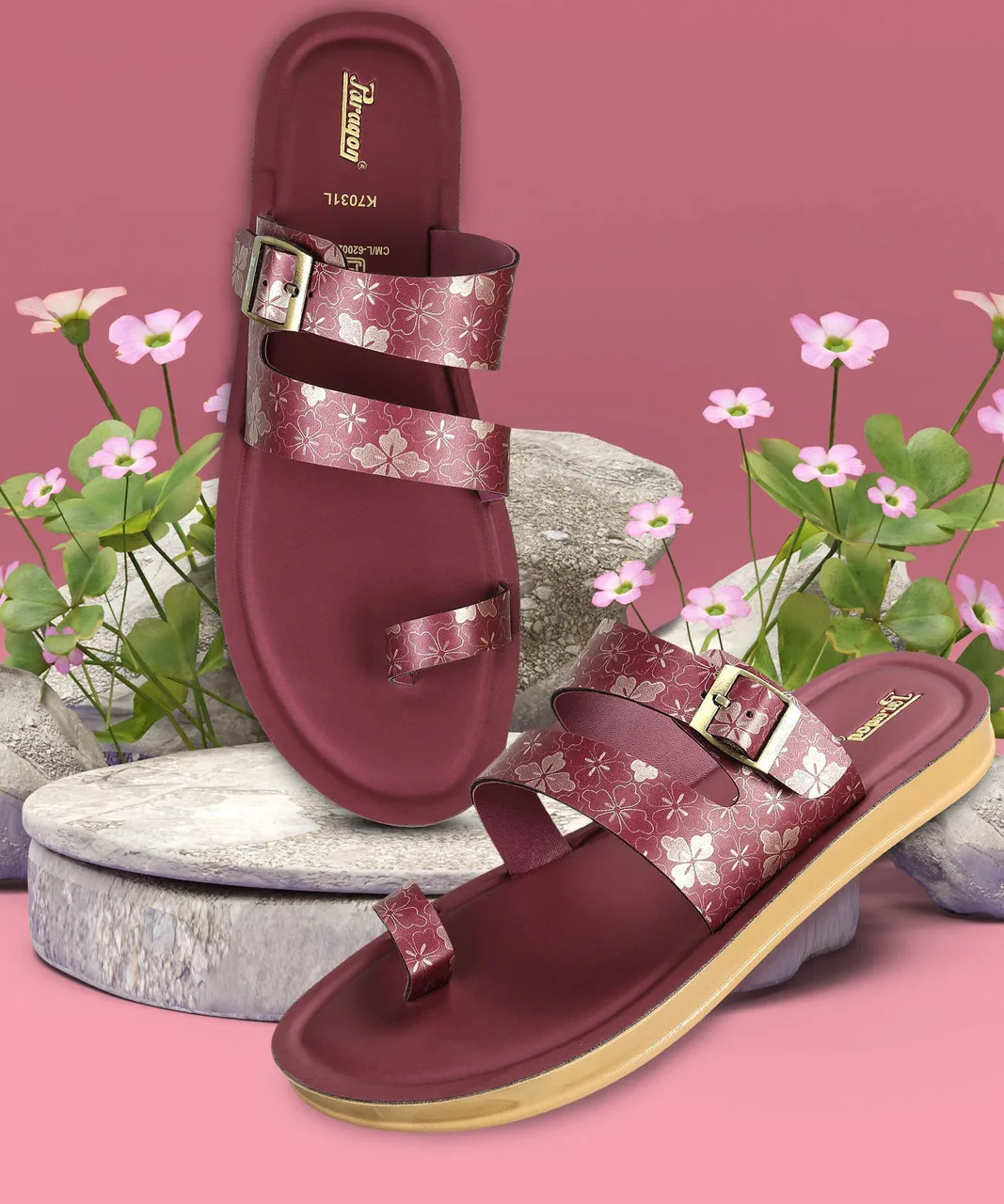 Women’s Printed Slip-On Slippers – Adjustable & Cushioned