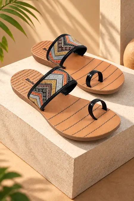 Tribal Printed Ring Toe Slip-On Slippers