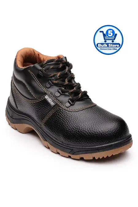 Lace-Up High Ankle Steel Toe PVC Safety Shoes