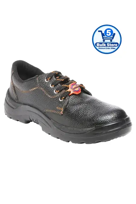 ATOM Black Steel Toe PU Leather safety Shoe