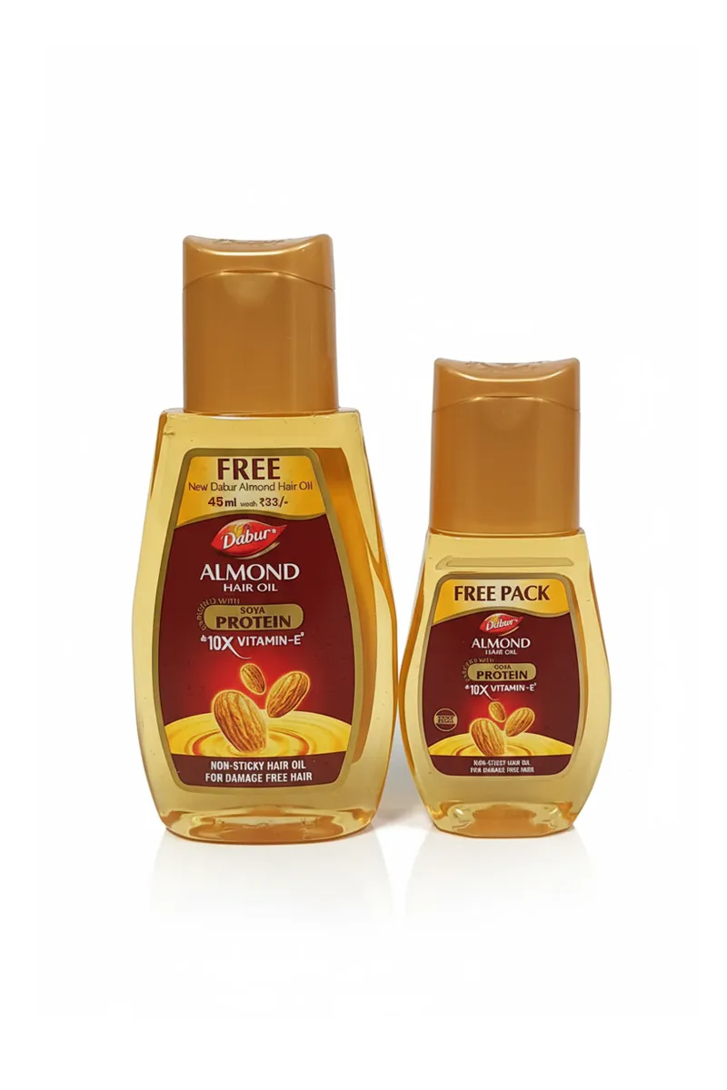 Dabur Almond Hair Oil with Soya Protein & Vitamin E for Damage Free Hair - 95 ml + 45ml Free