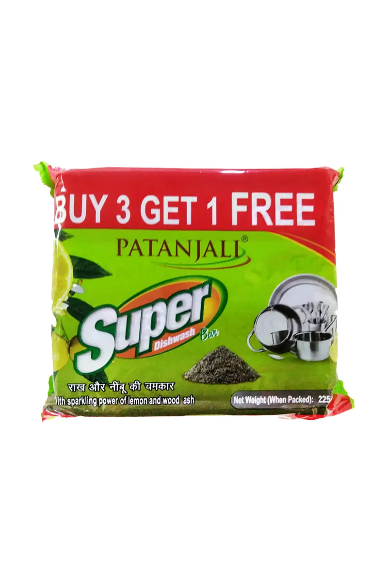 Patanjali Super Dishwash Bar buy 3 get 1 free - 225g Each