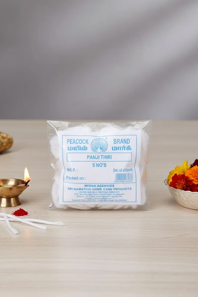 Peacock Cotton Wicks (Panji Thiri) - Pack of 5