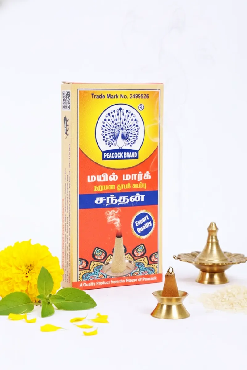 Peacock Dhoop Cone Chandan - 12 Pcs (Pack of 1)