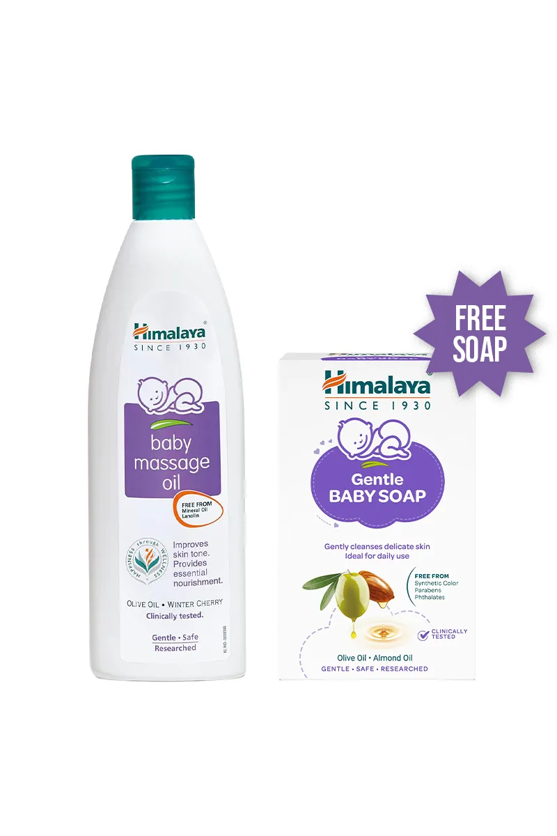Himalaya Baby Massage Oil -100ml with 50G Free Gentle Baby Soap