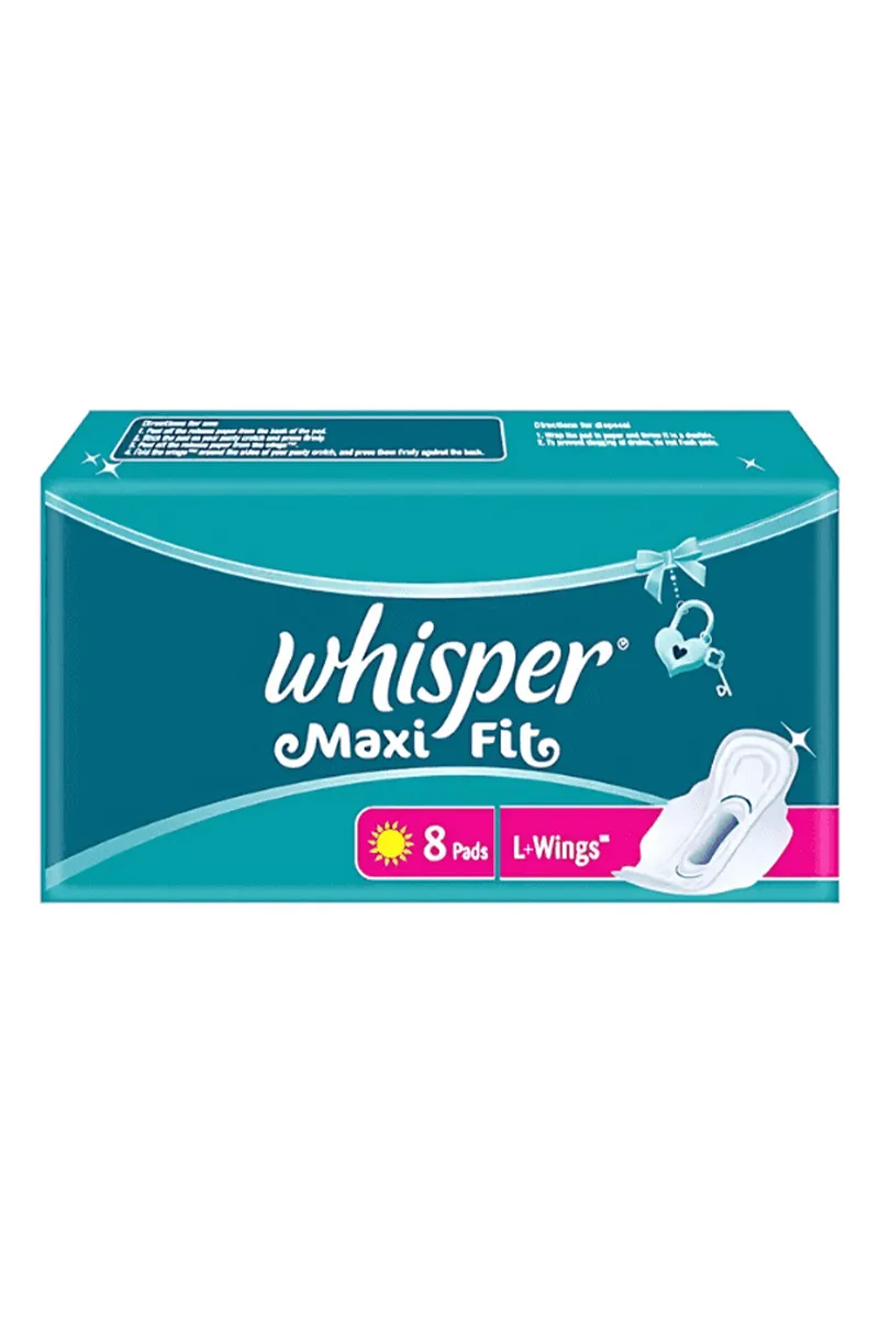 Whisper Maxi Fit  Large + Wings - 8 Pieces