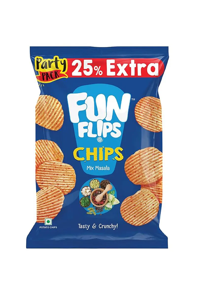 Fun Flips Potato Chips Mix Masala Tasty & Crunchy Snacks Chips - 45g
