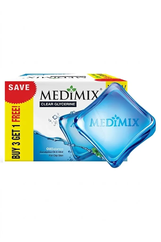 Medimix Clear Glycerine Oil Balance Eucalyptus Oil & Mint Bathing Bar Buy 3 Get 1 Free (100g X 4) - 400g