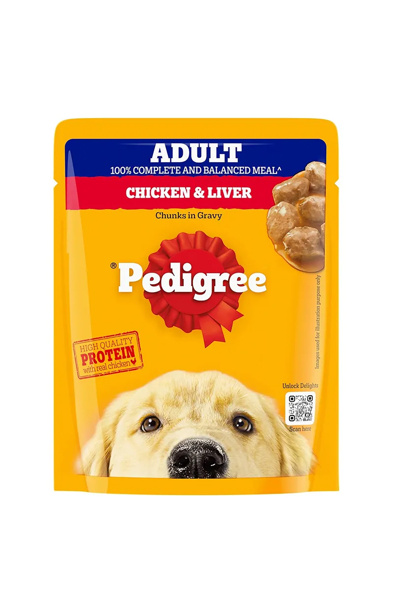 Pedigree Adult Wet Dog Food Chicken & Liver Chunks In Gravy - 70g