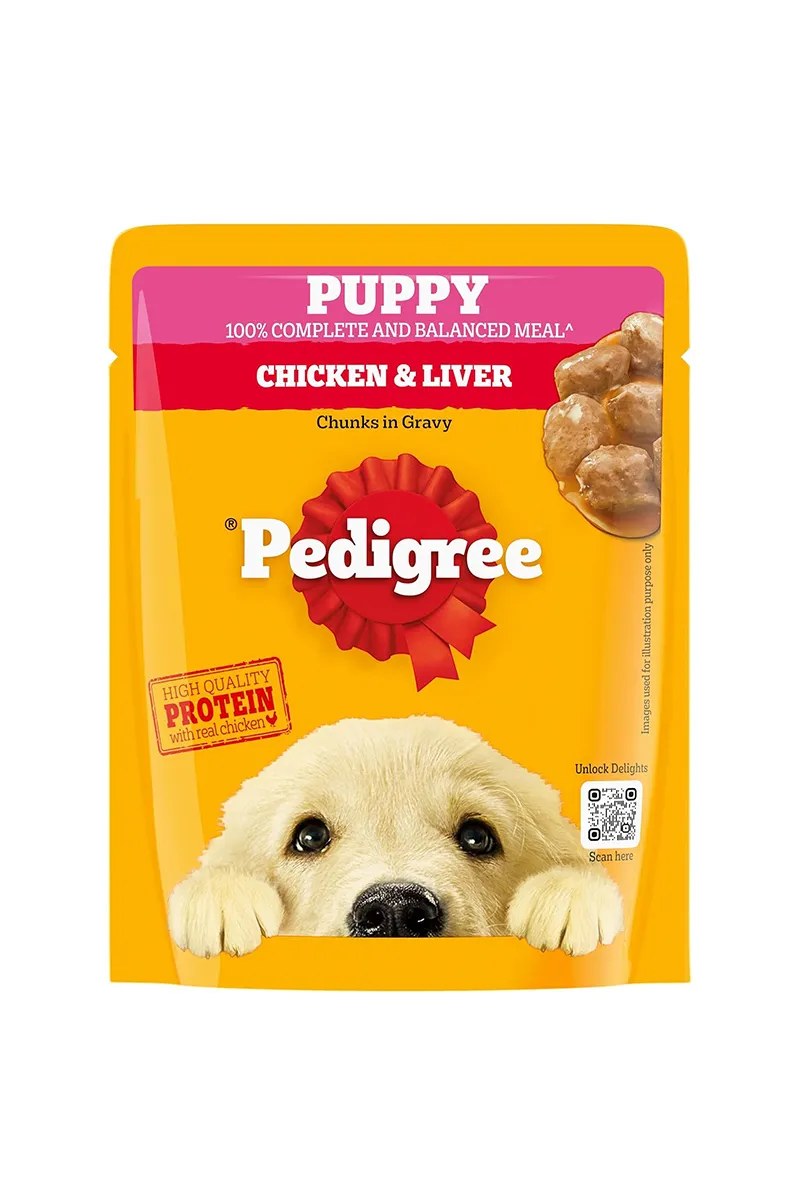 Pedigree Puppy Wet Dog Food Chicken & Liver Chunks In Gravy - 70g