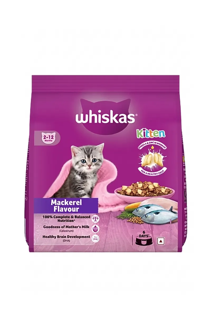 Whiskas Junior Mother Cat & Kitten Dry Cat Food (2-12 Months) - Mackerel Fish Flavour (1.1kg)