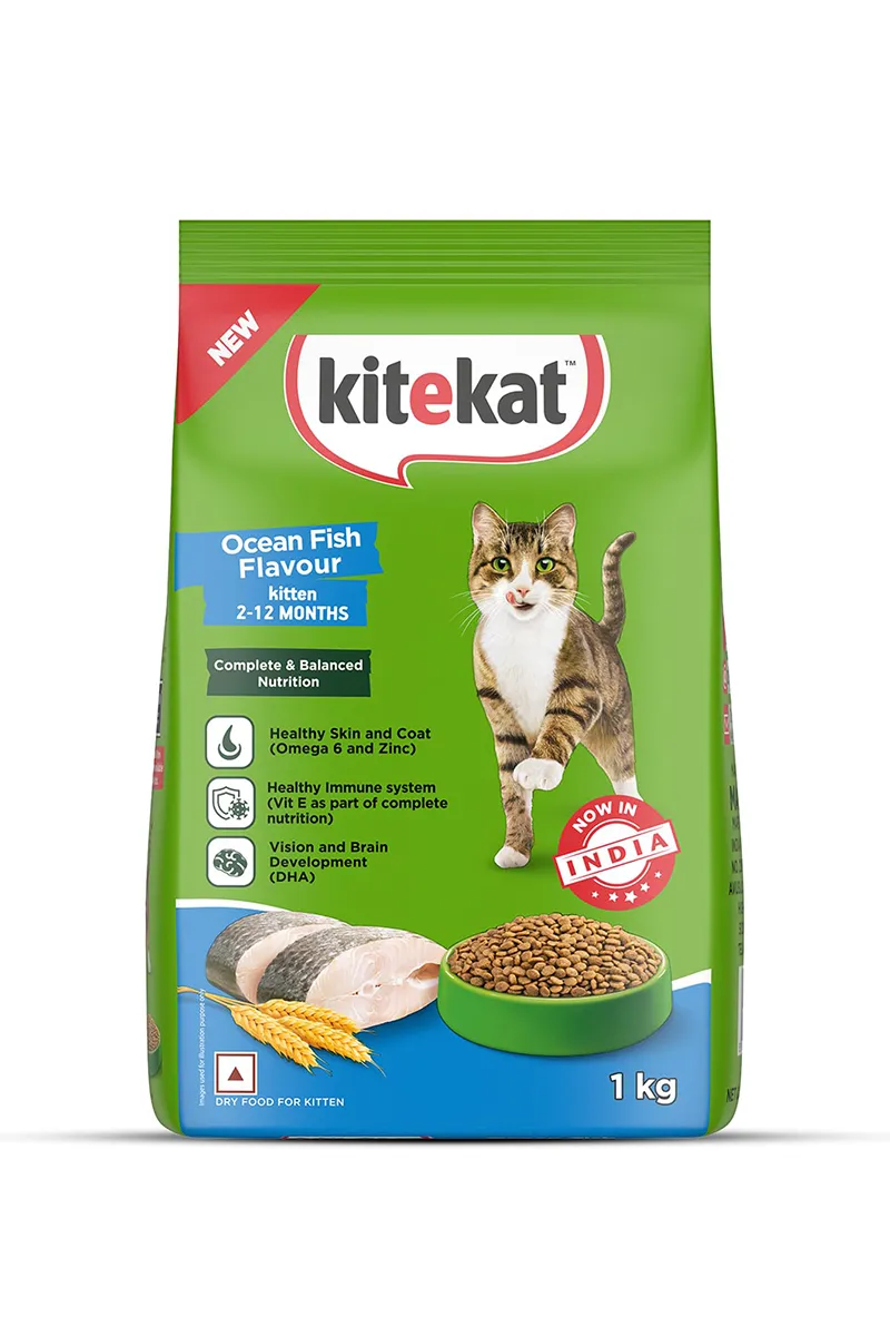 Kitekat Kitten Dry Cat Food (2-12 Months) - Ocean Fish Flavour (1kg)