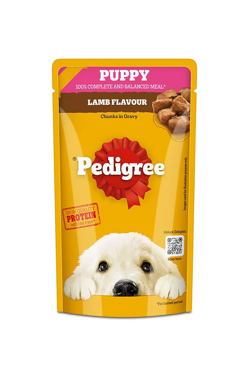 Pedigree Puppy Lamb Flavour Chunks In Gravy Wet Dog Food - 130g