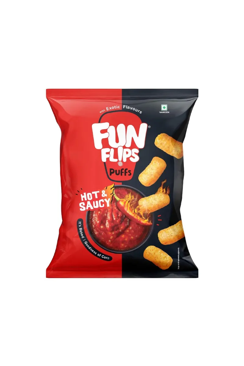 Fun Flips Puffs (Hot & Saucy Puffcorn) - 57g