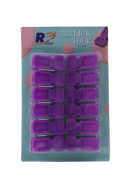 Plastic Cloth Clips (Tick Tock) -  12 Clips