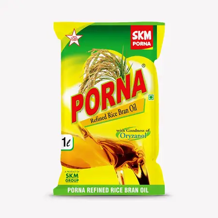 Porna Refined Rice Bran Oil - 1 Ltr (Pouch) 