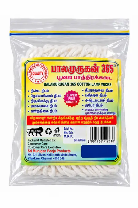 Balamurugan Lamp Wicks Big (Vilakku Thiri) - Pack of 108 