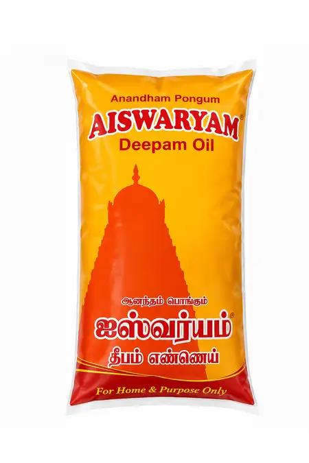 Aiswaryam Dheepam Temple Lamp Oil - 1Ltr Pouch 