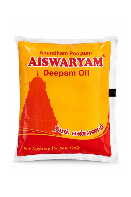 Aiswaryam Dheepam Temple Lamp Oil - 500ml Pouch 