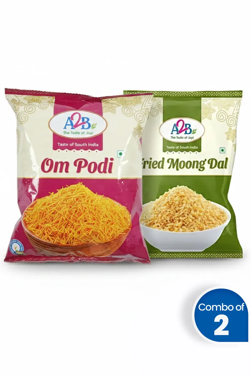 South Indian Crunchy Snack Combo (Ompodi & Fried Moong Dal) - Combo of 2