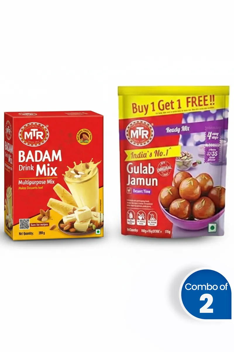 MTR Drink & Dessert Combo (Badam Drink Mix & Gulab Jamun Mix) - Combo of 2