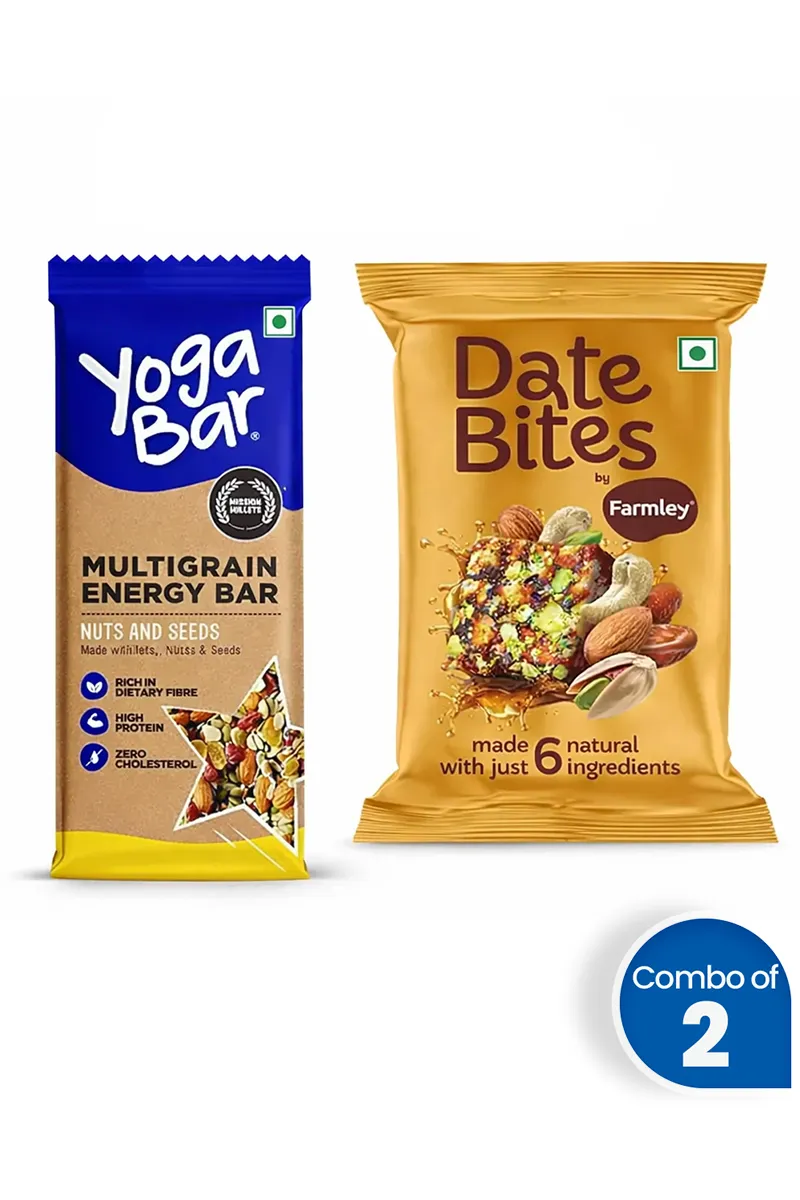 Healthy Energy Snack Combo (Multigrain Energy Bar & Date Bites) - Combo of 2