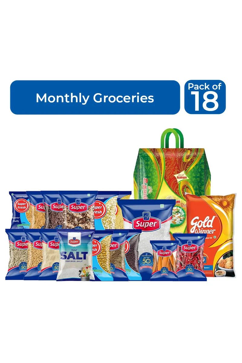 Monthly Grocery Combo - Pack Of 18 (Rice - Udhayam Brand)